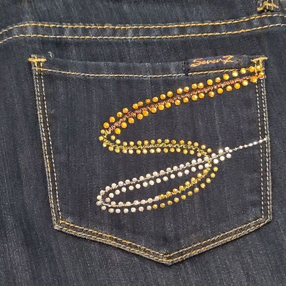 Seven7 Low Rise Embellished Dark Wash Bootcut Jeans Size 28 - Picture 7 of 9
